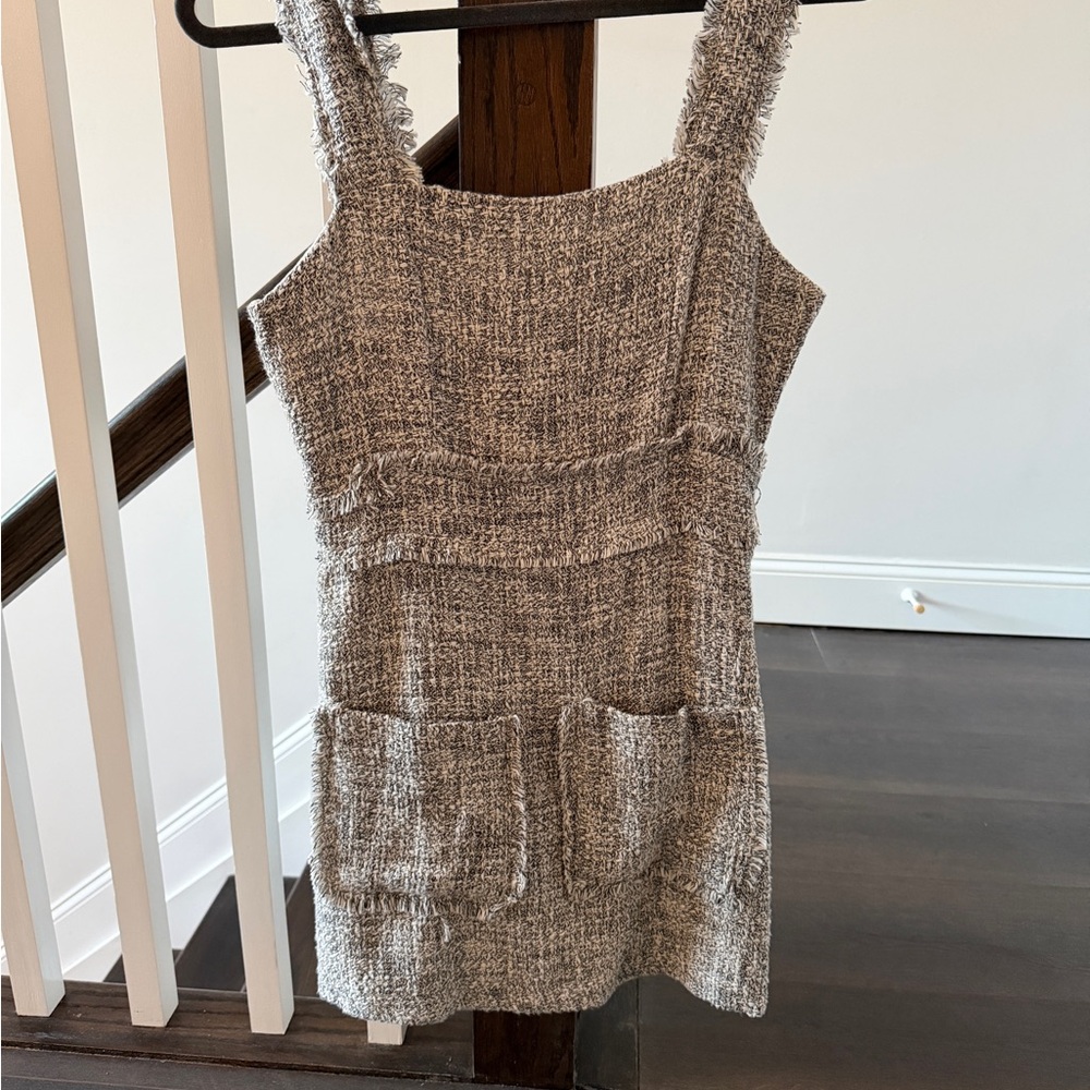 Olivaceous Textured Gray Mini Dress